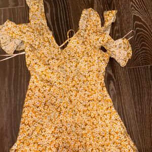 PRINCESS POLLY Yellow Floral Ruffle Dress